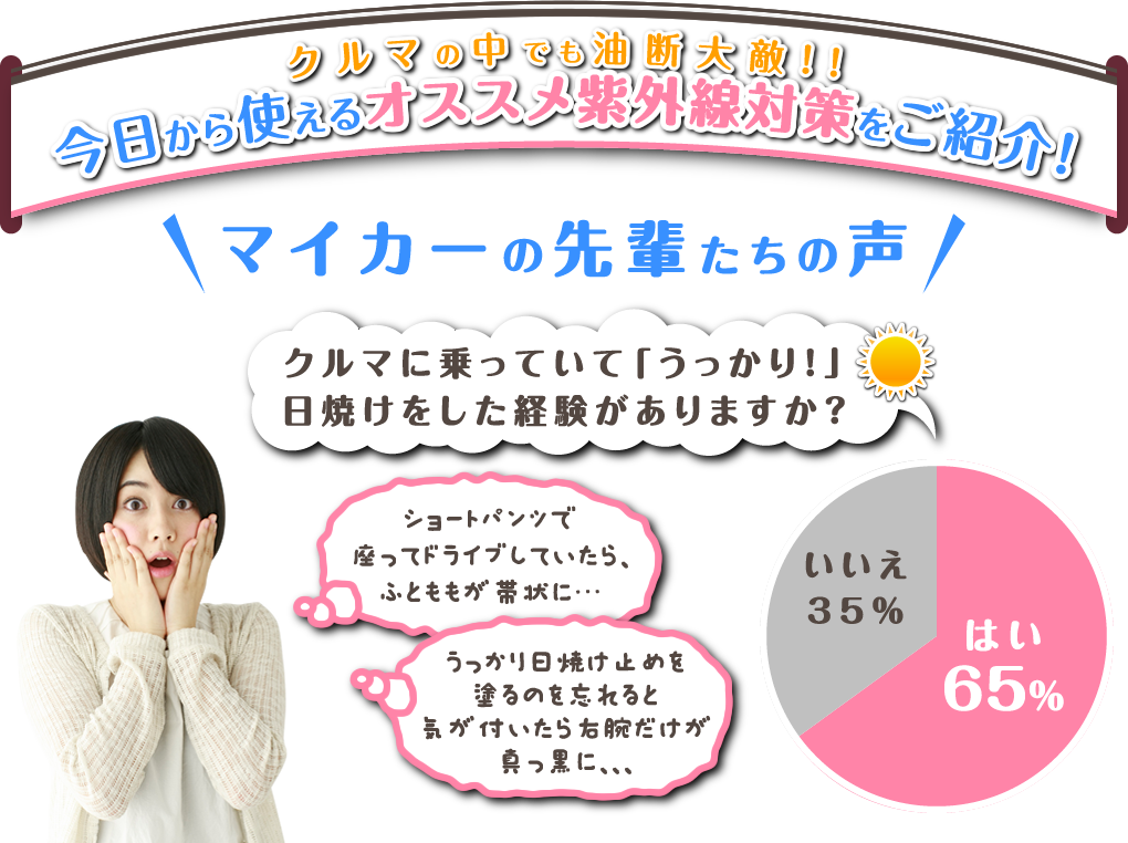 クルマの中でも油断大敵！今日から使えるオススメ紫外線対策をご紹介！