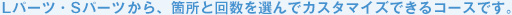 Lパーツ・Sパーツから、箇所と回数を選んでカスタマイズできるコースです。