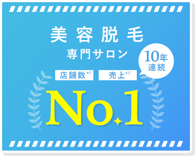 美容脱毛専門サロン 店舗数 売上No.1